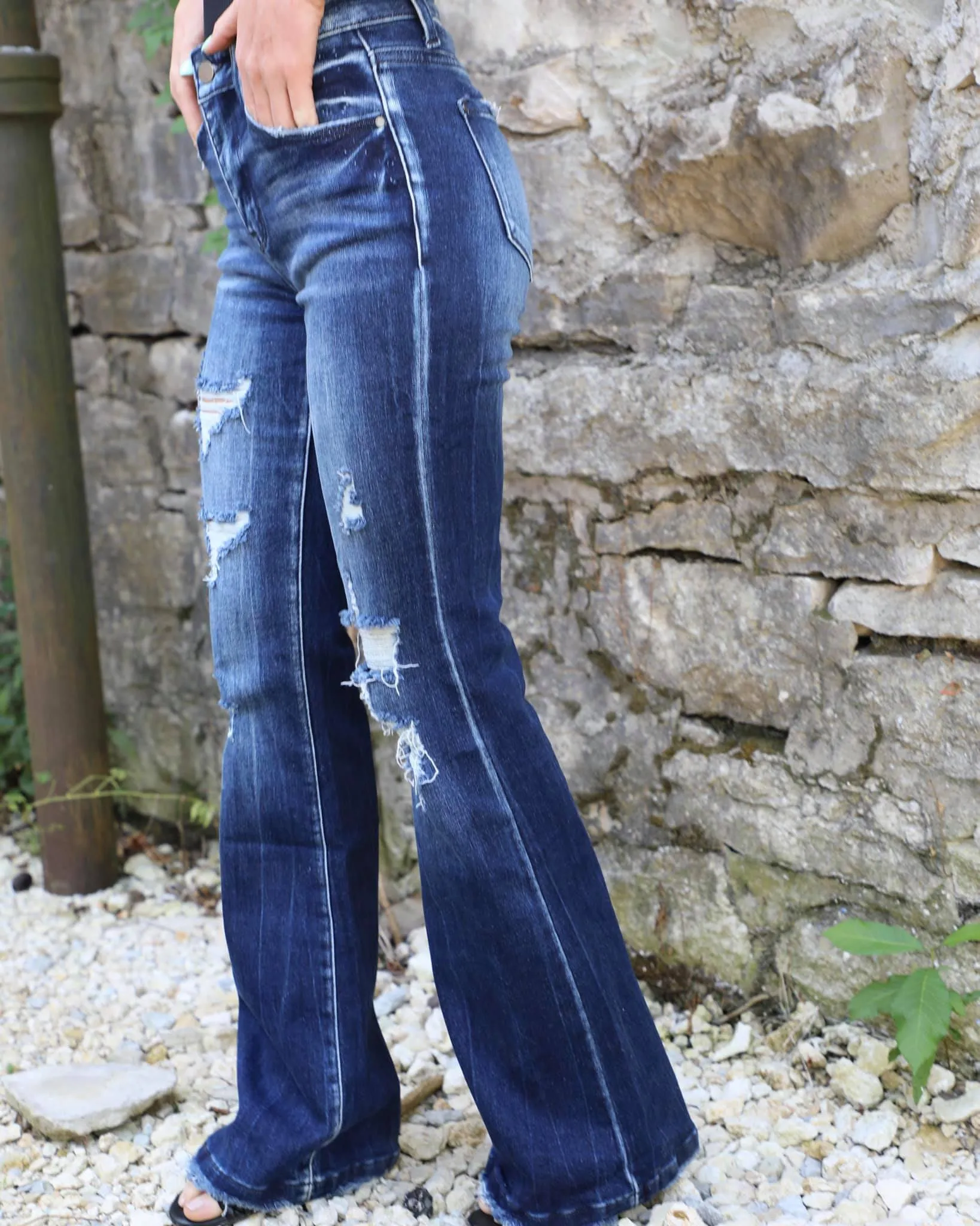 *PETITE* The Lost Cause Flare Jeans in Dark Wash