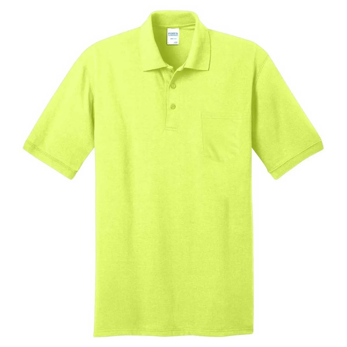 Port & Company Men's Safety Green Core Blend Jersey Knit Pocket Polo