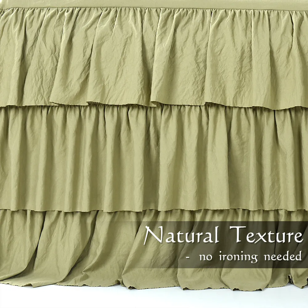 Ruffle Skirt Bedspread Three Layers Design Chic Style Bedding Set