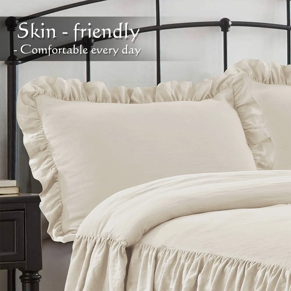 Ruffle Skirt Bedspread Three Layers Design Chic Style Bedding Set