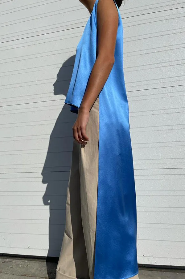 Satin Back Crepe Top in Blue