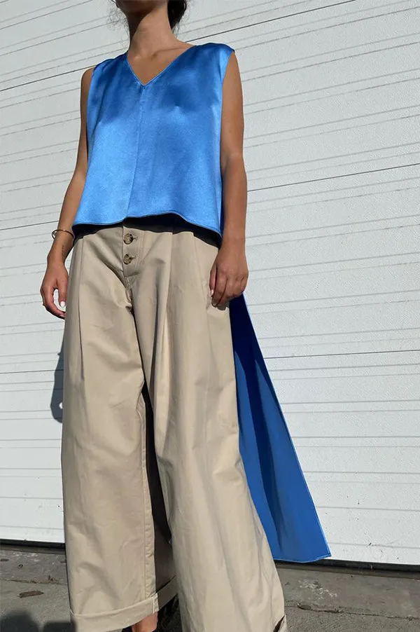 Satin Back Crepe Top in Blue