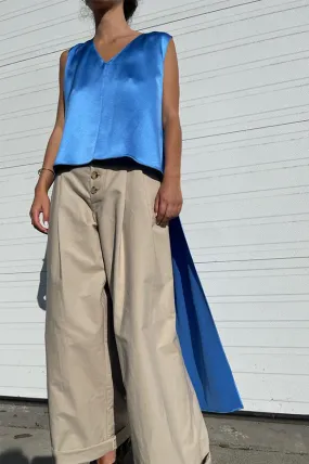 Satin Back Crepe Top in Blue