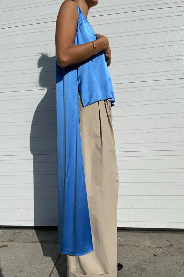 Satin Back Crepe Top in Blue