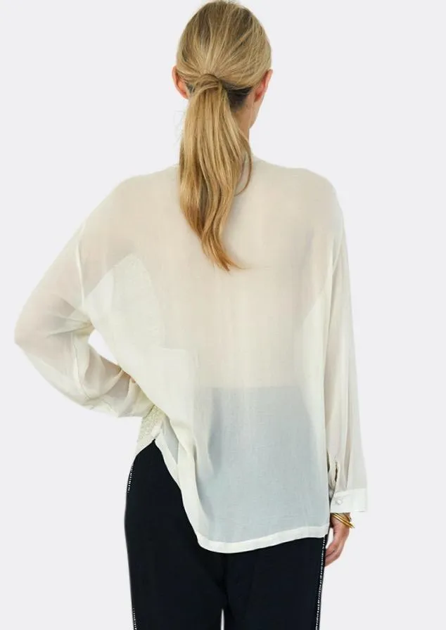 Sequin Shirt with Hand Sequinned Front in Champagne