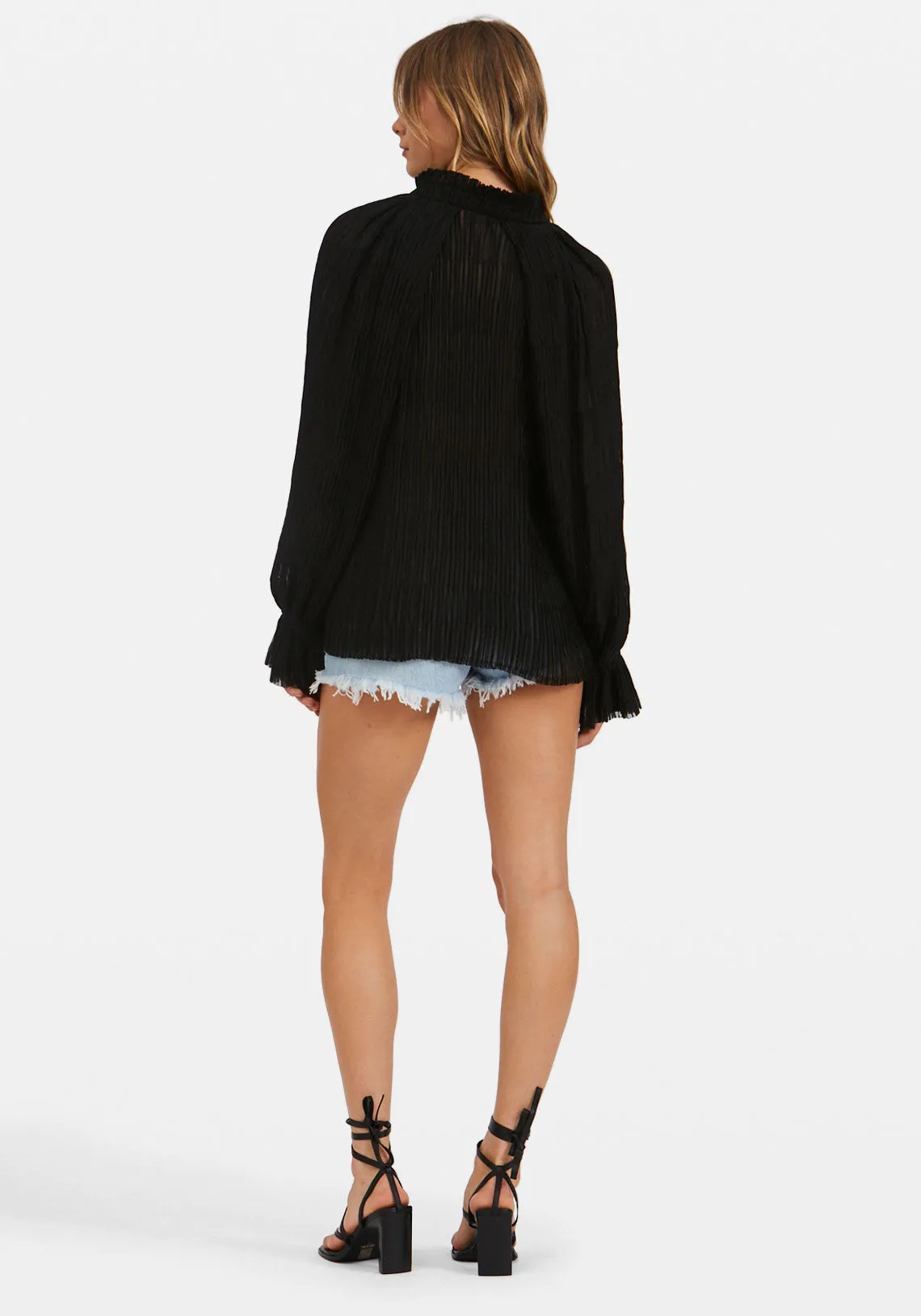 SHE'S SO FINE PLEAT BLOUSE W/ZIP