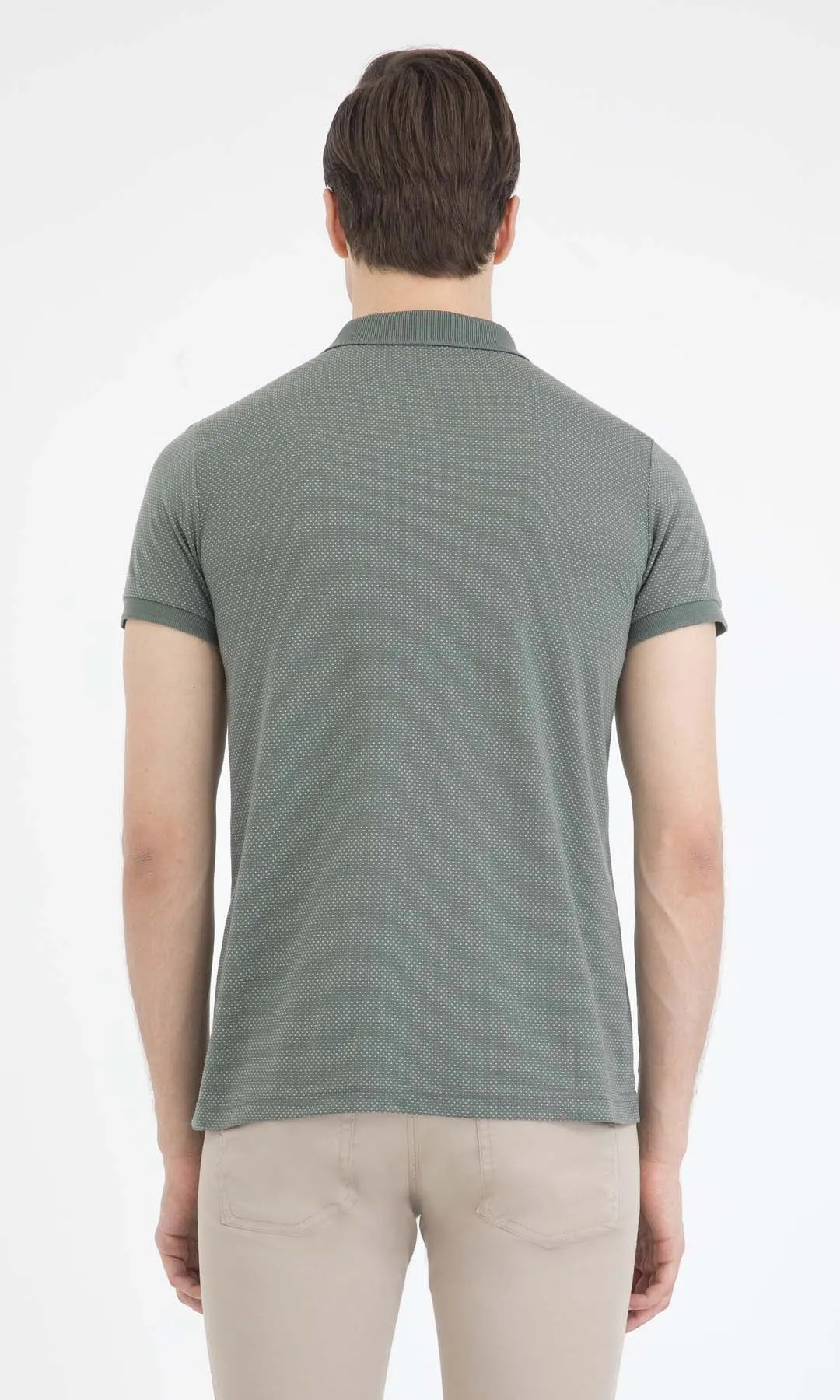 Slim Fit Light Khaki - White Polo T-Shirt