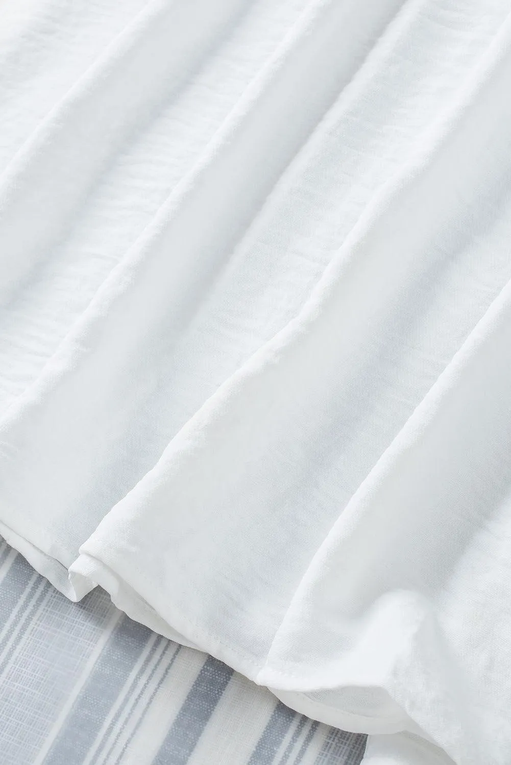 Smocked Wrist Shift White Top Blouse for Women