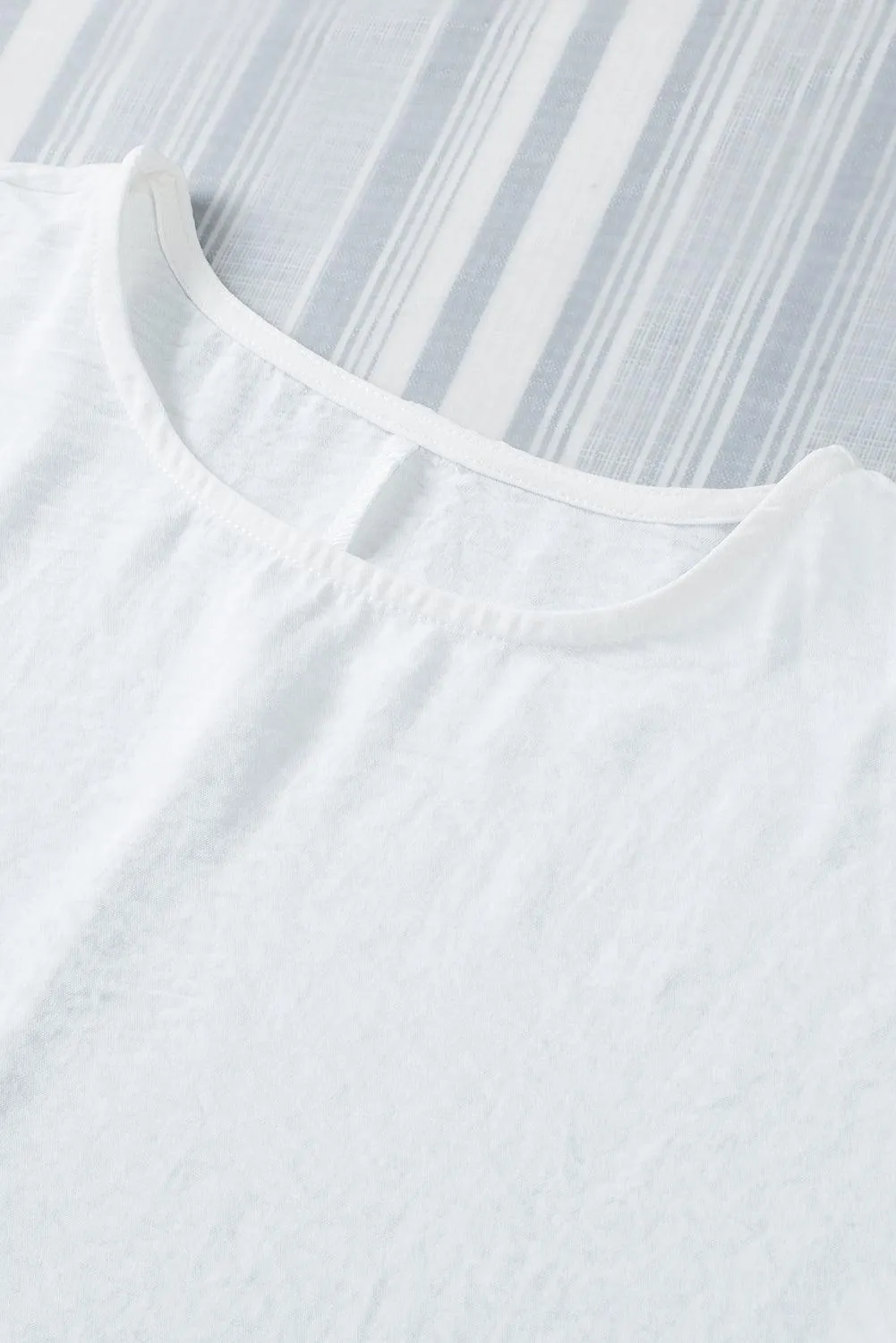 Smocked Wrist Shift White Top Blouse for Women