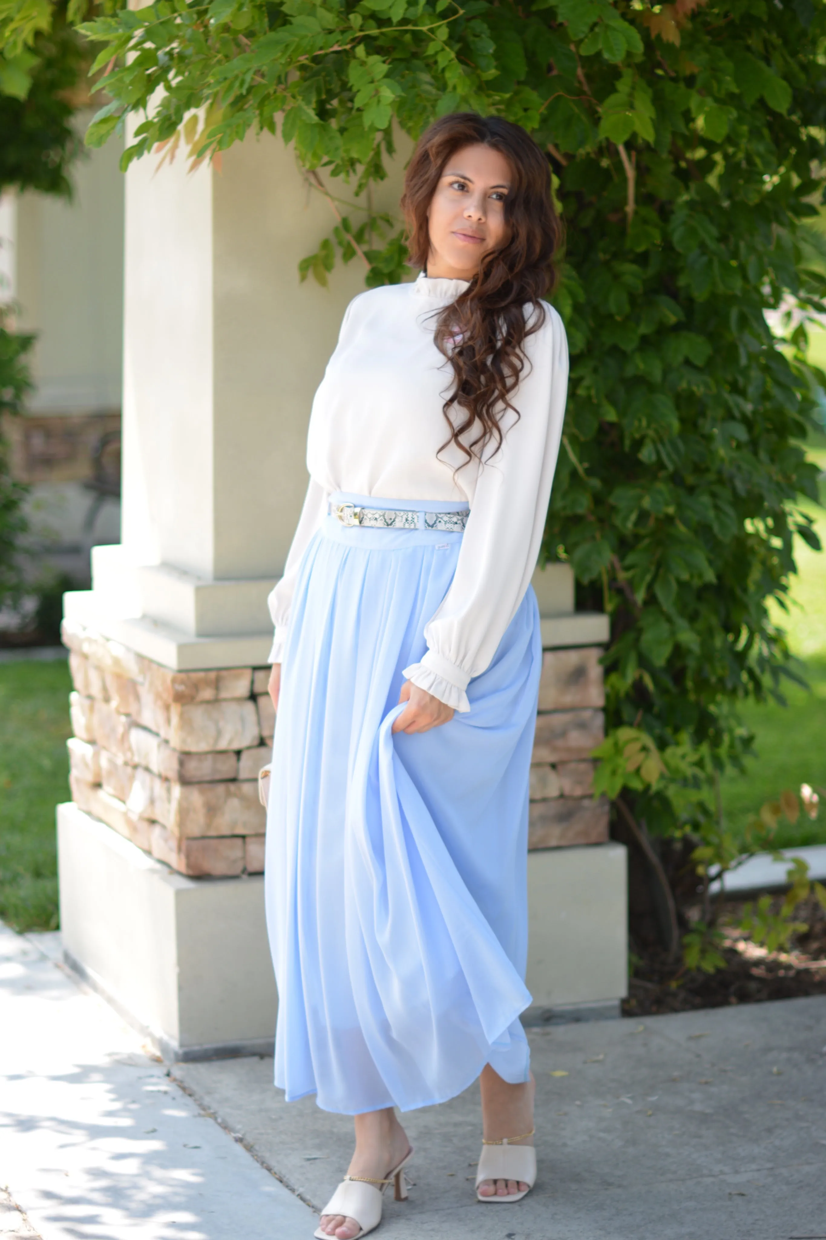 Solar Sky Blue Maxi Skirt