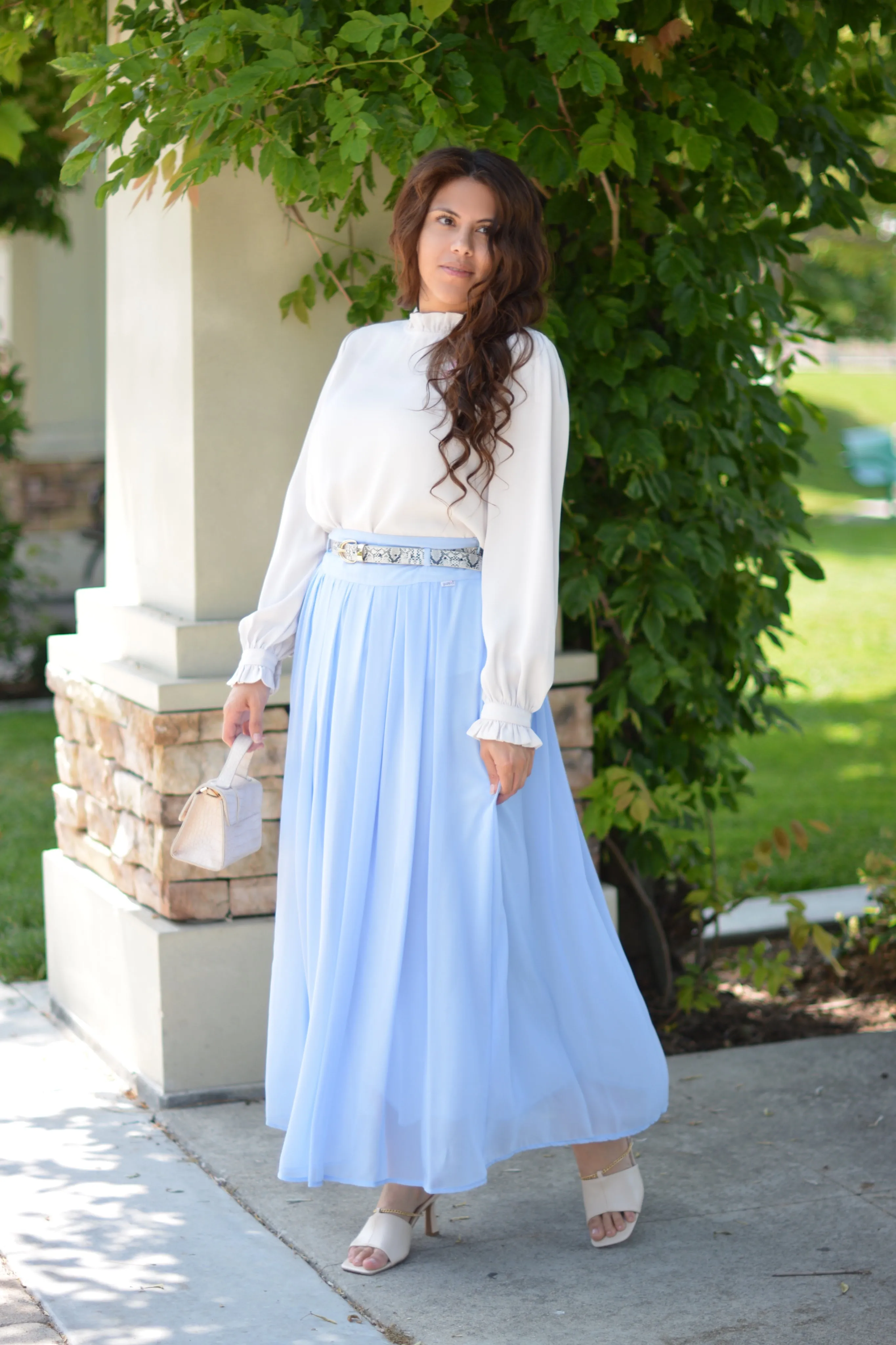 Solar Sky Blue Maxi Skirt