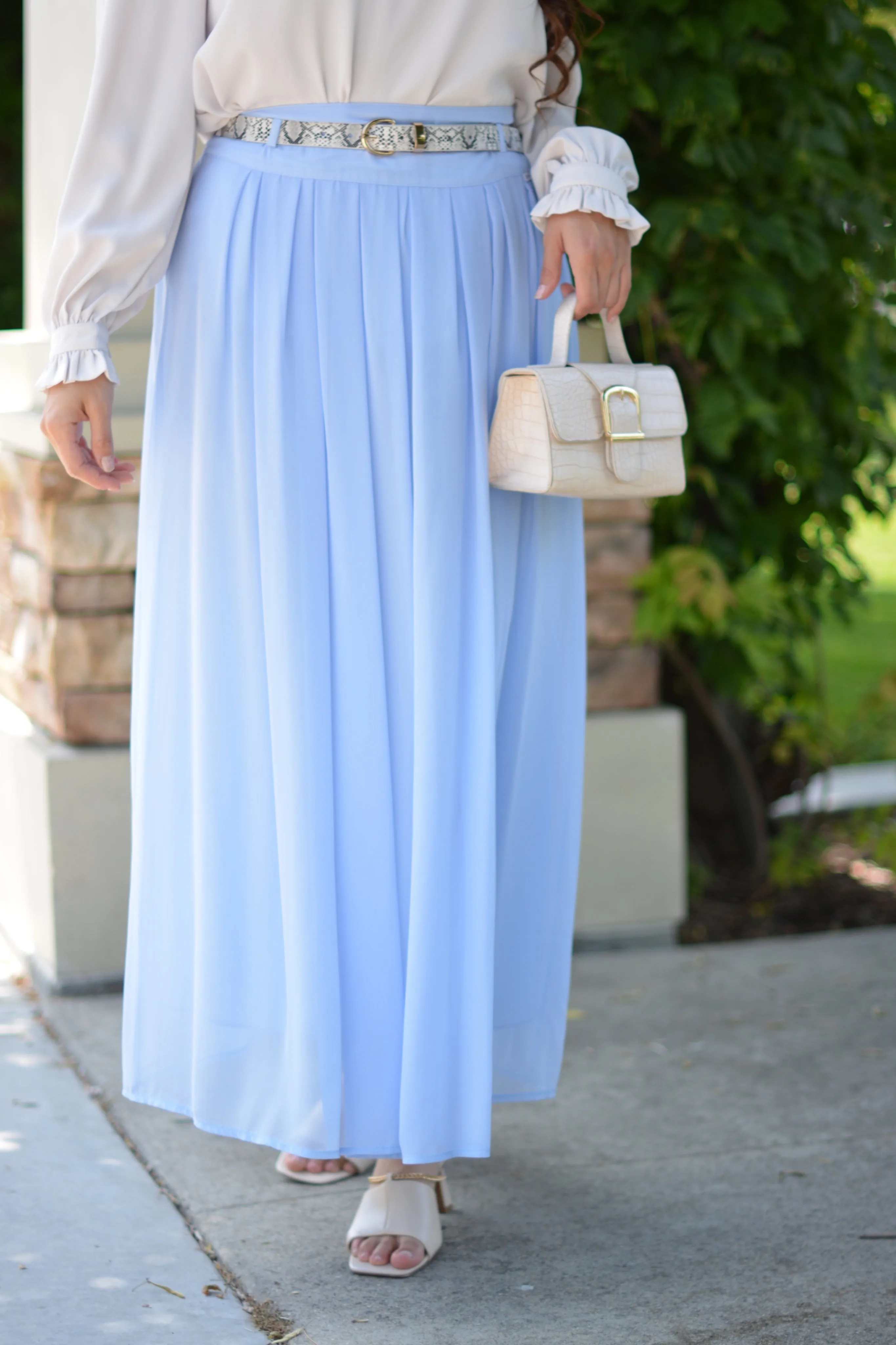 Solar Sky Blue Maxi Skirt