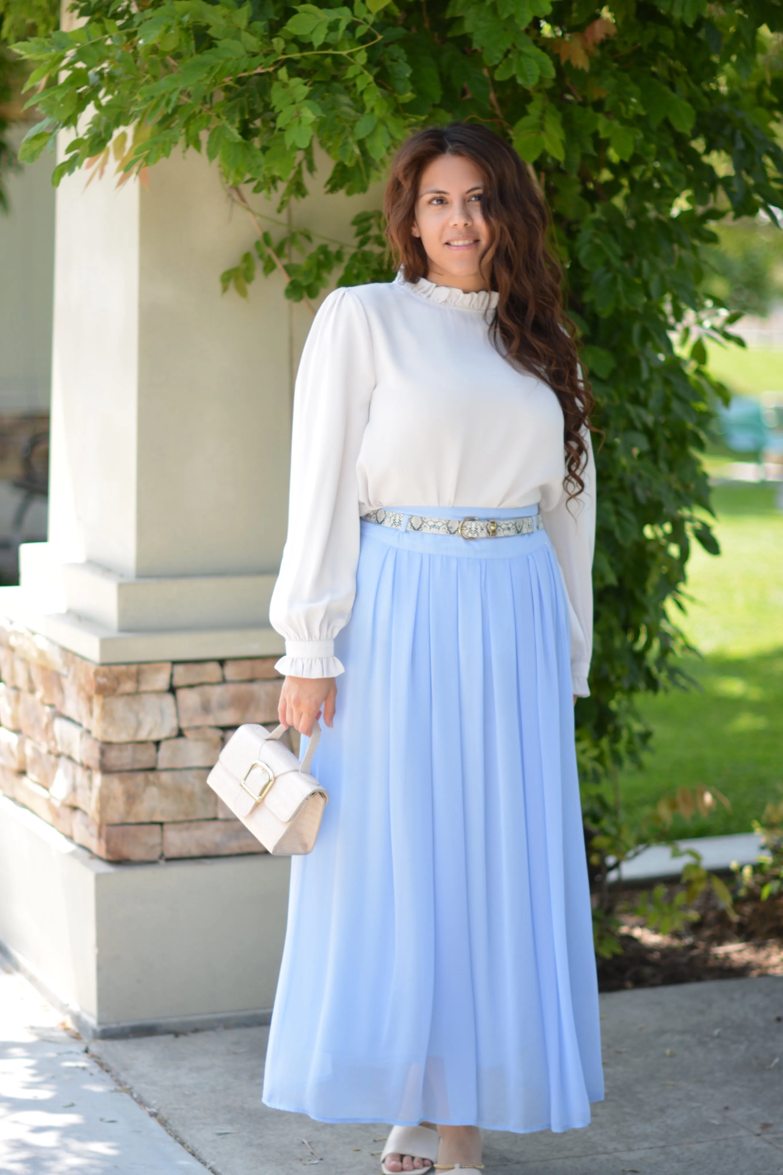 Solar Sky Blue Maxi Skirt