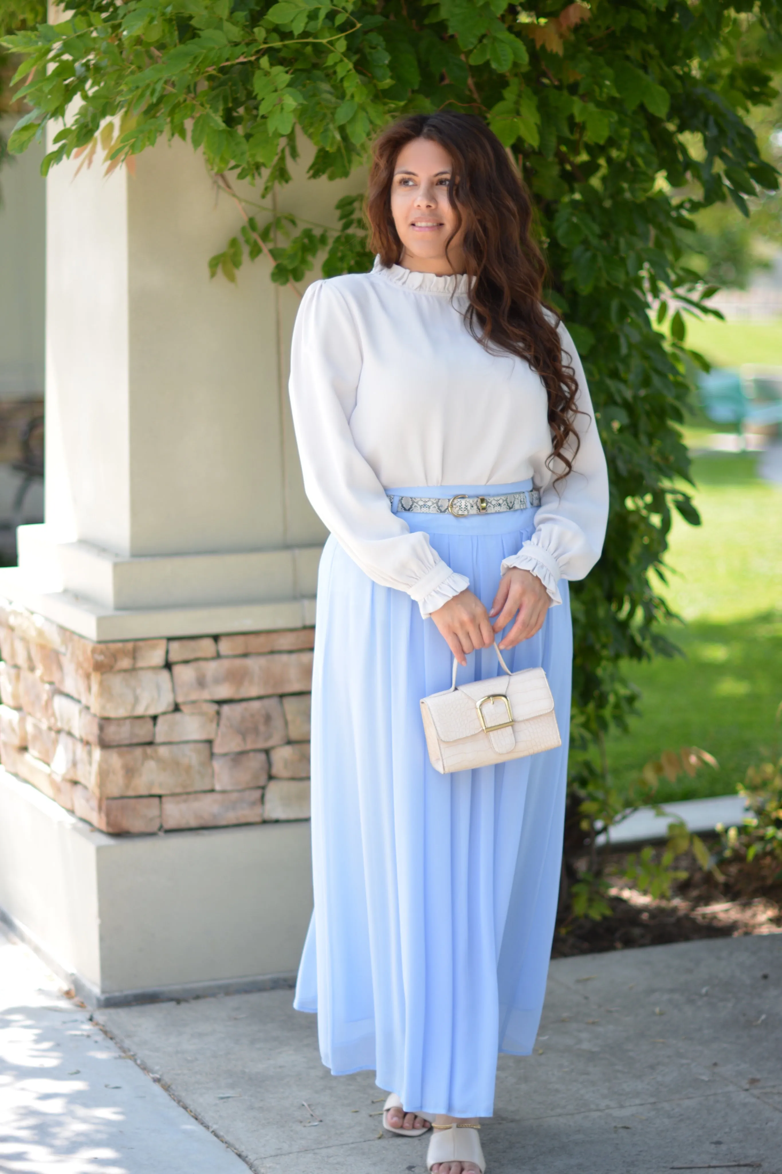 Solar Sky Blue Maxi Skirt