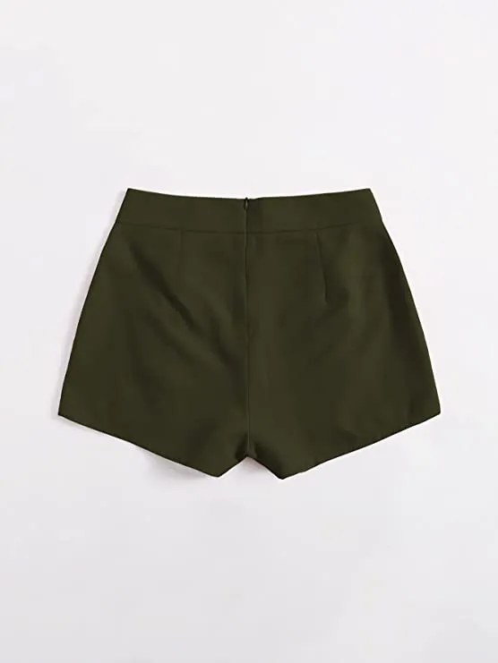 Summer Chic Gold Button High Blush Pink Waist Shorts