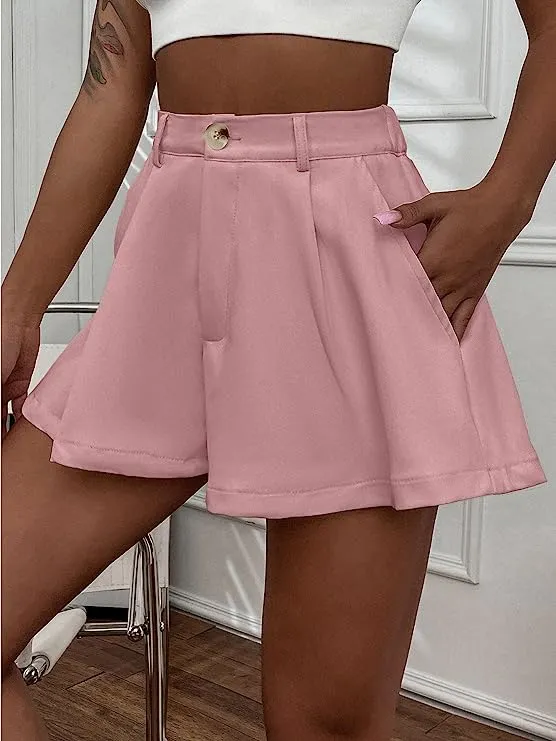 Summer Chic Yellow High Waist Pleated Shorts