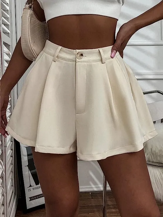 Summer Chic Yellow High Waist Pleated Shorts