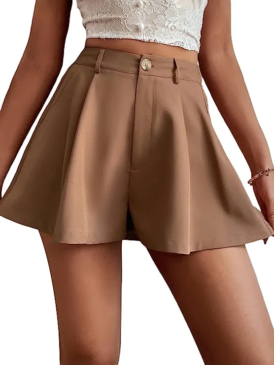 Summer Chic Yellow High Waist Pleated Shorts