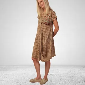 The Asma Dress | Breathable Cotton | Casual Dress | Block Printed | Beige