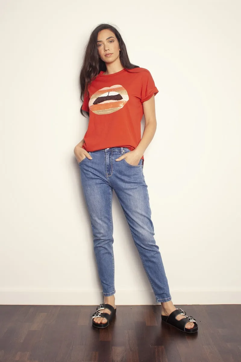 The Others - The Relaxed Tee - Samba with Stripe Lips