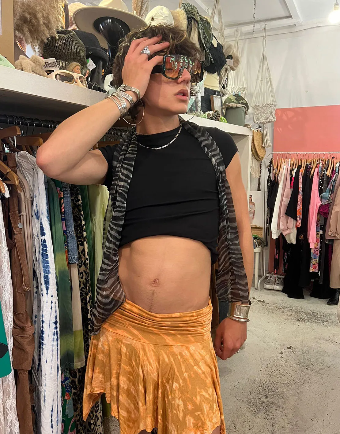 Tie dye mini skirt