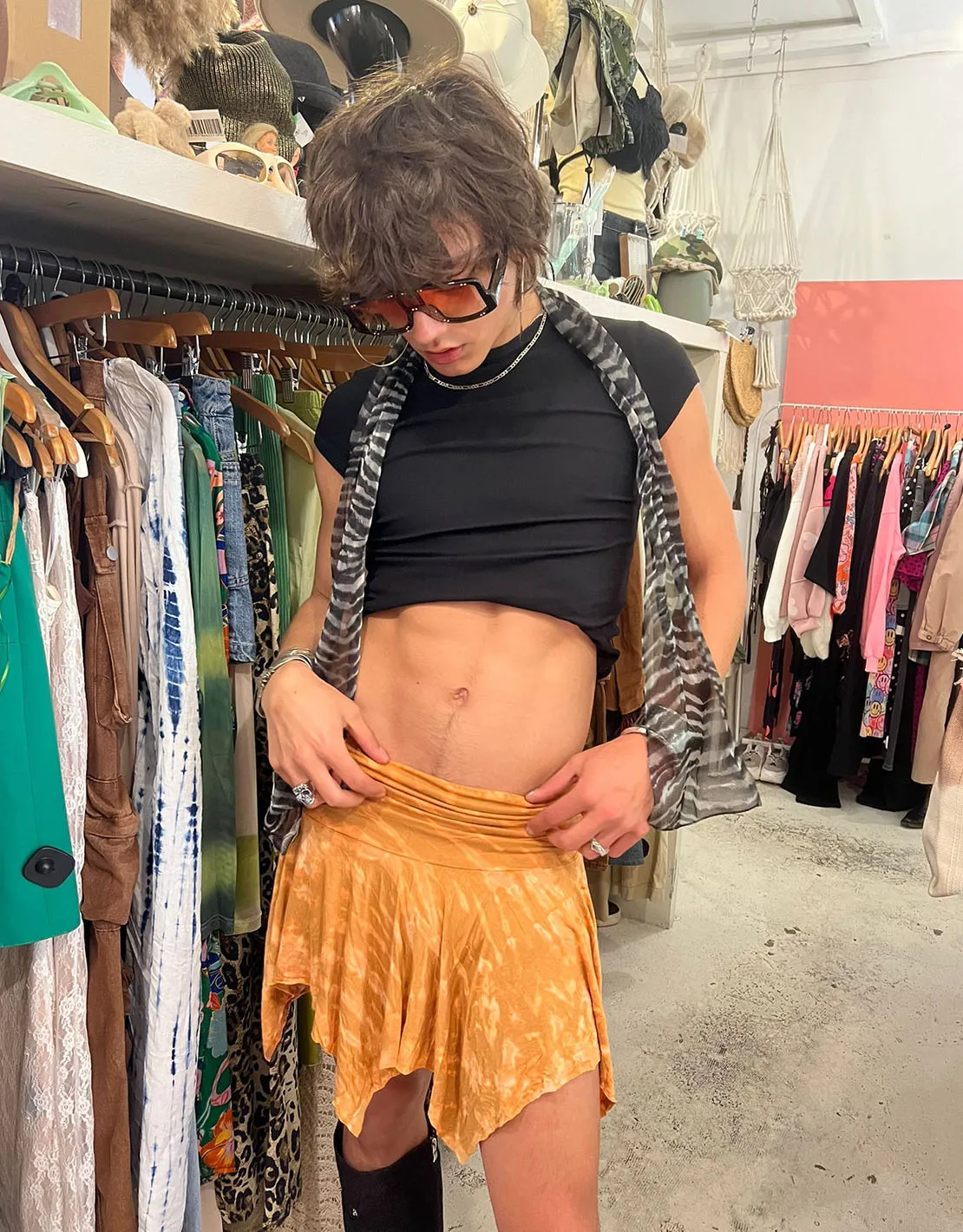 Tie dye mini skirt