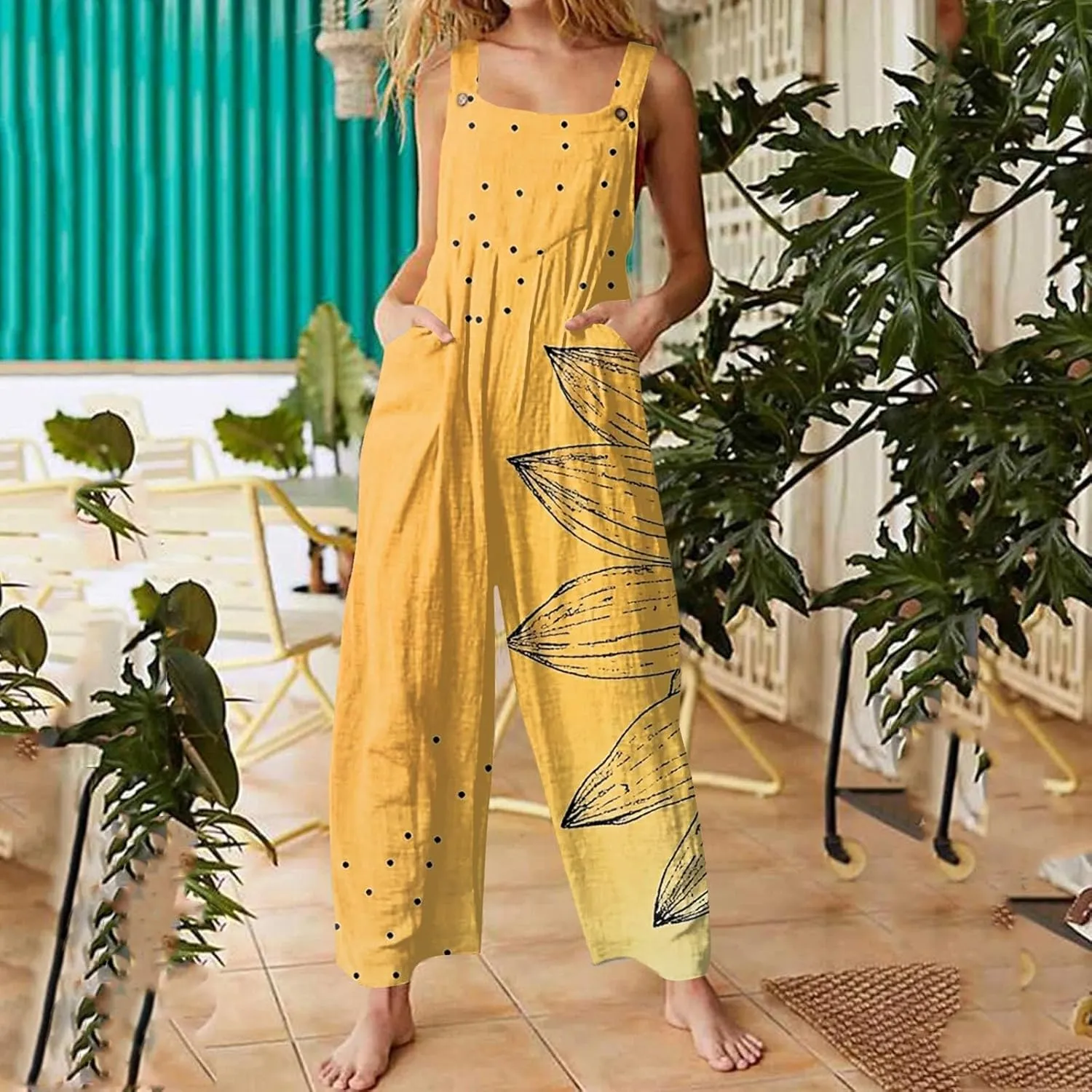 Trendy Jumpsuits for Women, Loose Floral Boho Beach Vacation Spring Womens Romper