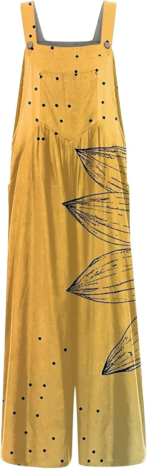 Trendy Jumpsuits for Women, Loose Floral Boho Beach Vacation Spring Womens Romper