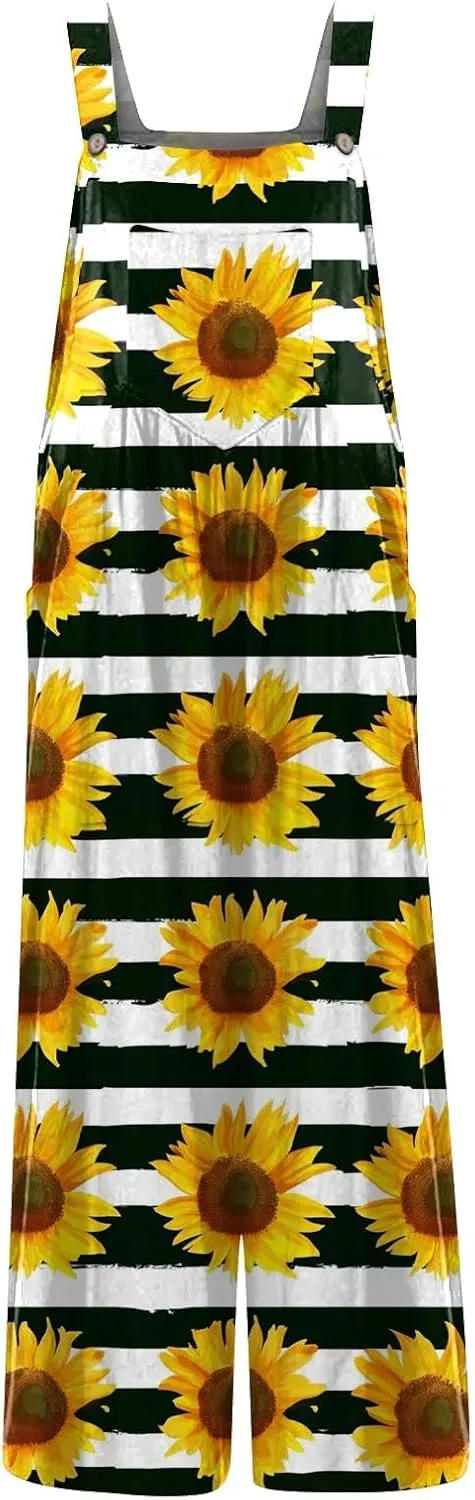Trendy Jumpsuits for Women, Loose Floral Boho Beach Vacation Spring Womens Romper