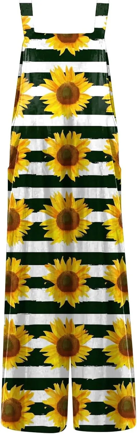 Trendy Jumpsuits for Women, Loose Floral Boho Beach Vacation Spring Womens Romper