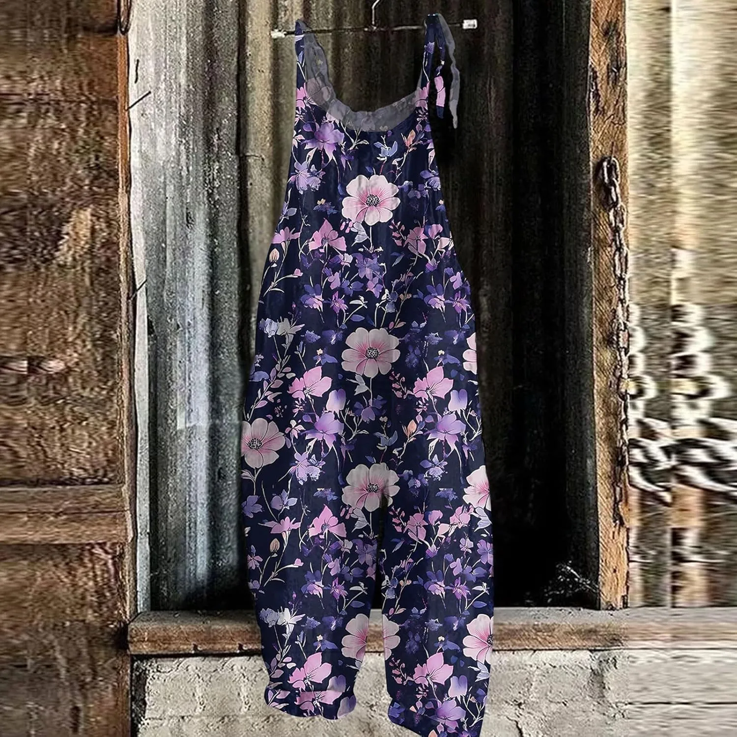 Trendy Womens Jumpsuit, Wide Leg Fashion Casual Loose Beach Vacation Rompers for Women