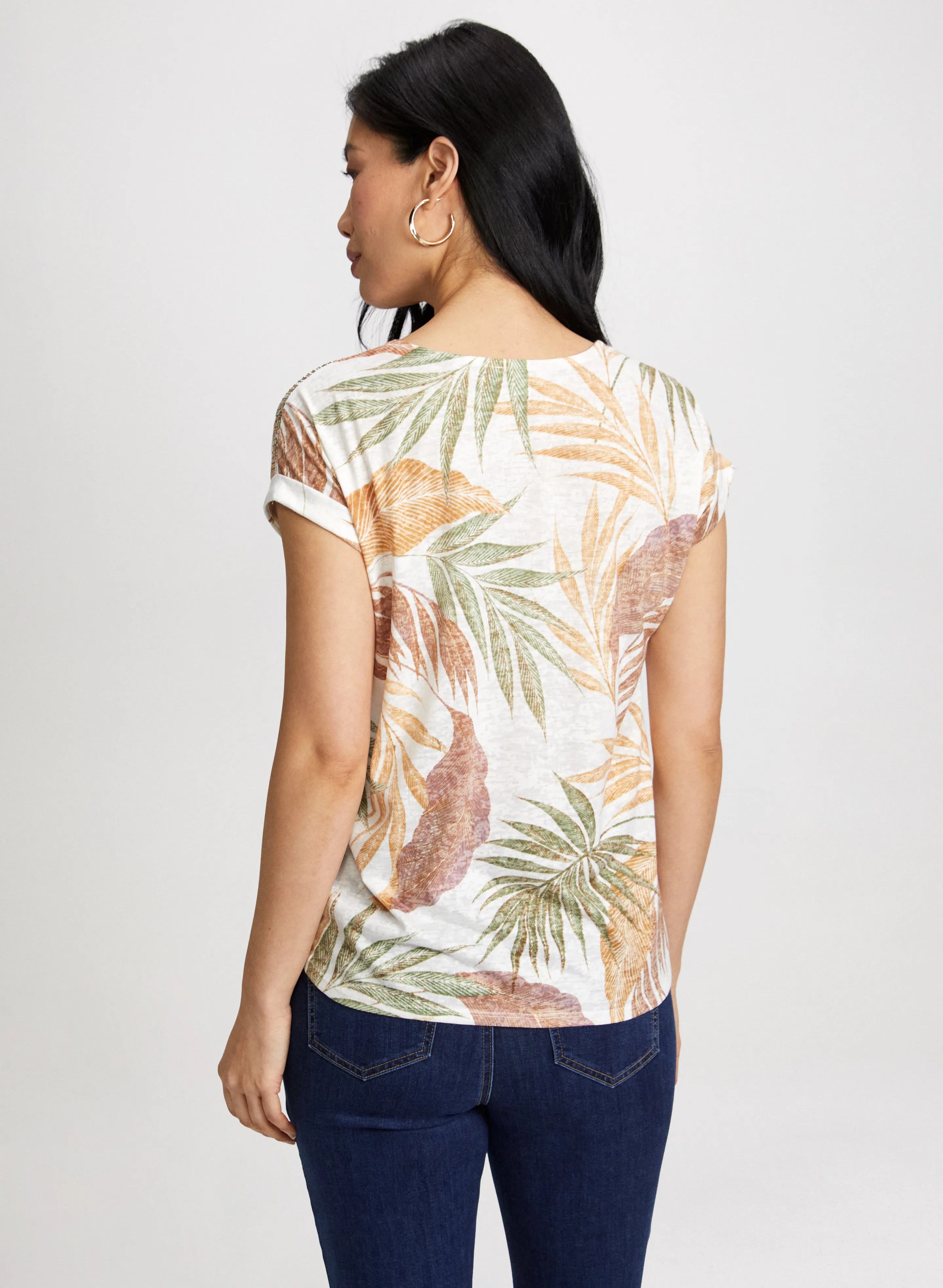 Tropical Print Burnout Tee