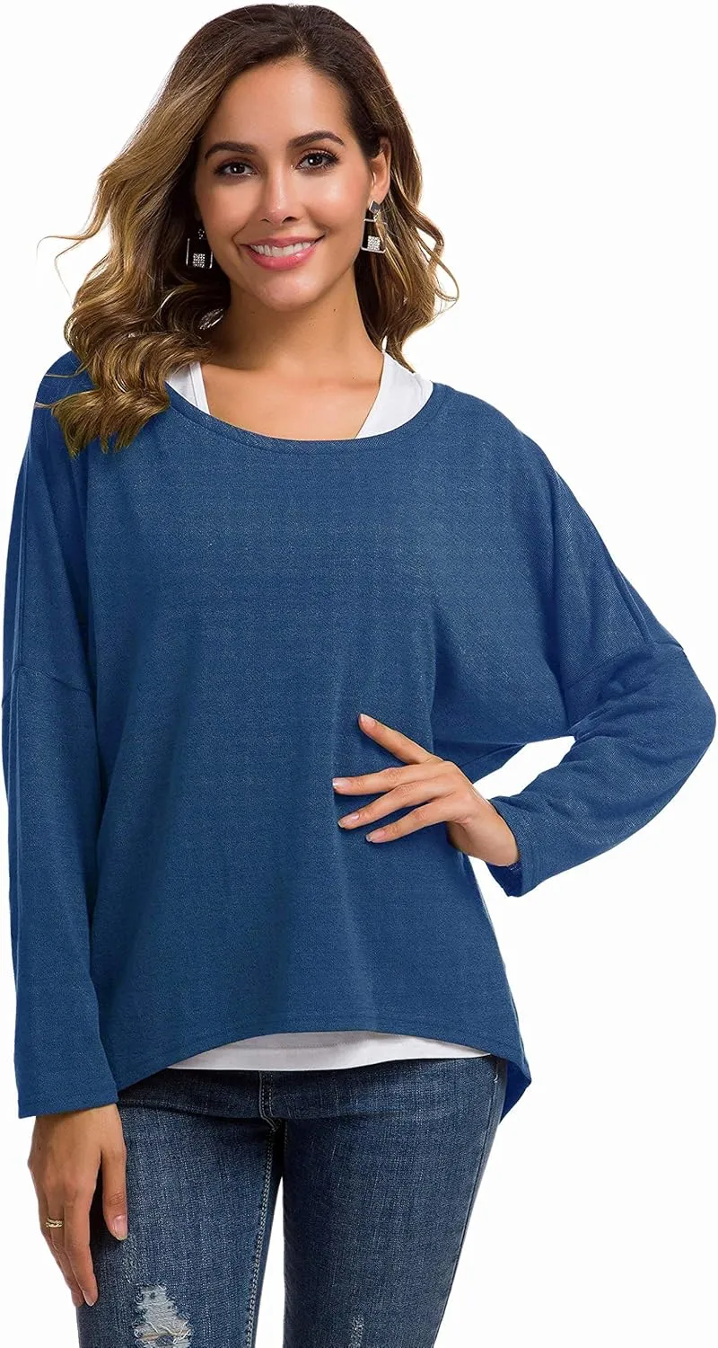 UGET Women's Oversized Baggy Tops Loose Fitting Pullover Casual Blouse T-Shirt Sweater Batwing Sleeve