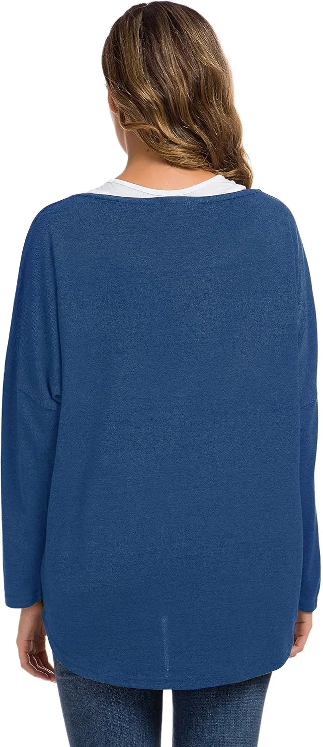 UGET Women's Oversized Baggy Tops Loose Fitting Pullover Casual Blouse T-Shirt Sweater Batwing Sleeve