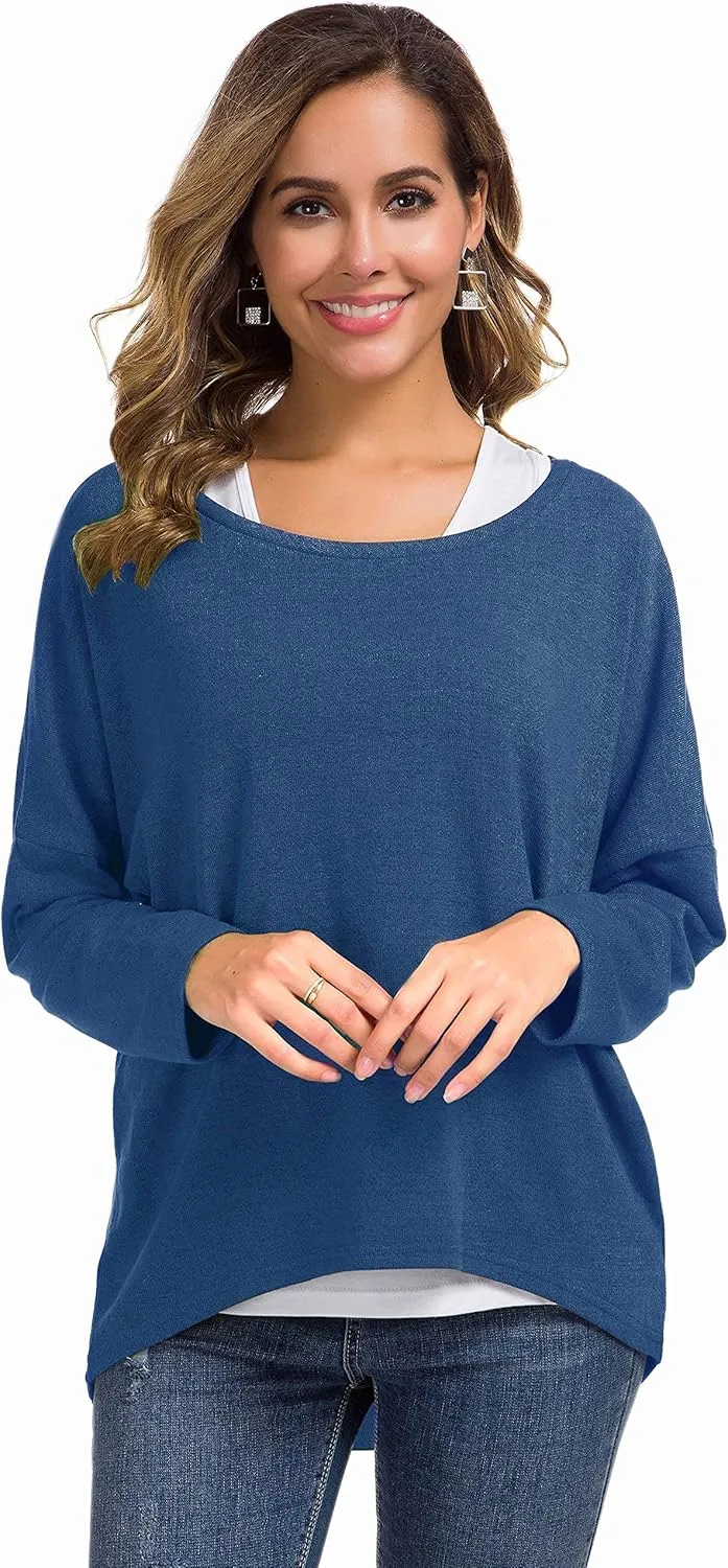 UGET Women's Oversized Baggy Tops Loose Fitting Pullover Casual Blouse T-Shirt Sweater Batwing Sleeve
