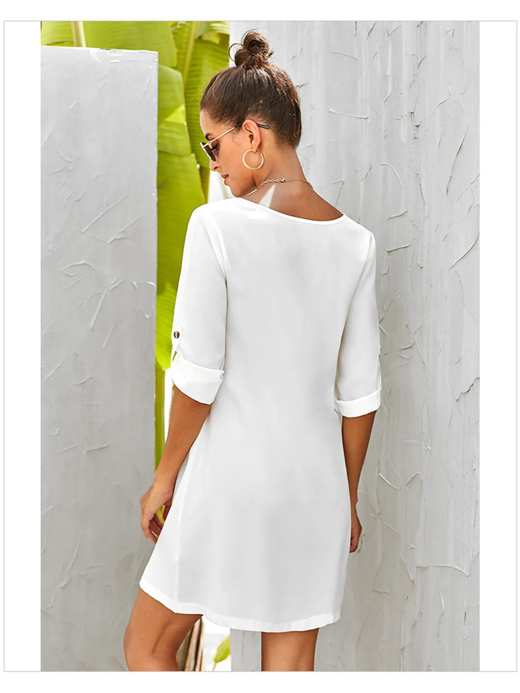 Vintage Flare Woven Button Down Dress