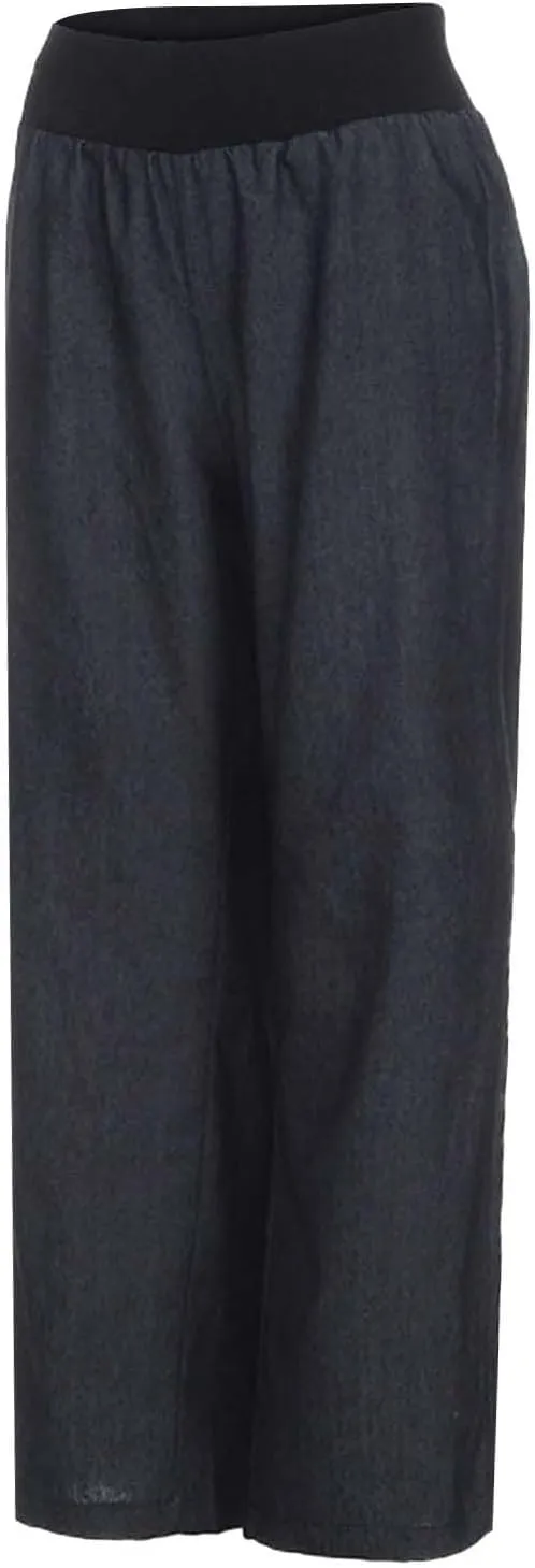 Wide Leg Jeans for Women Elastic High Waisted Pull On Baggy Jeans Comfy Casual Stretchy Denim Pants with Pockets