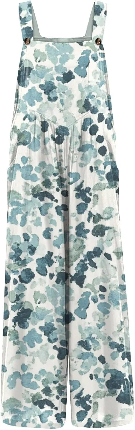 Wide Leg One Piece Jumpsuits for Women, Casual Vacation Loose Beach Fashion Boho Womens Romper