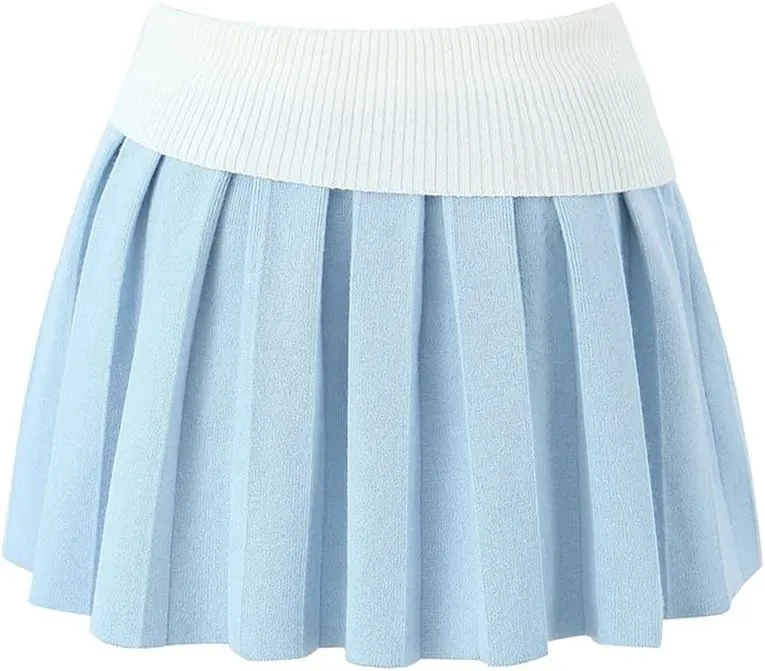 Women Summer Chic Pleated Elastic Knitted Super Short Skirts Sexy Slim Mini Skirt