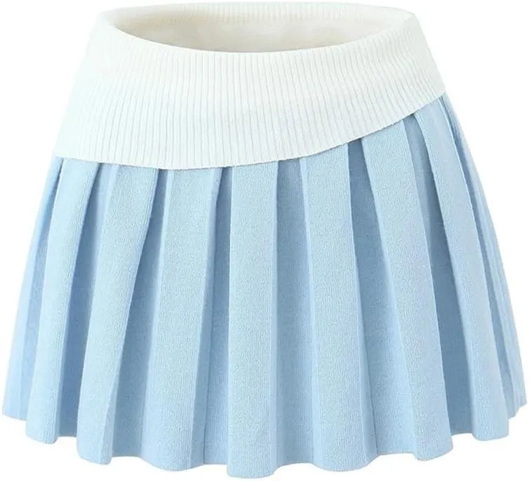 Women Summer Chic Pleated Elastic Knitted Super Short Skirts Sexy Slim Mini Skirt