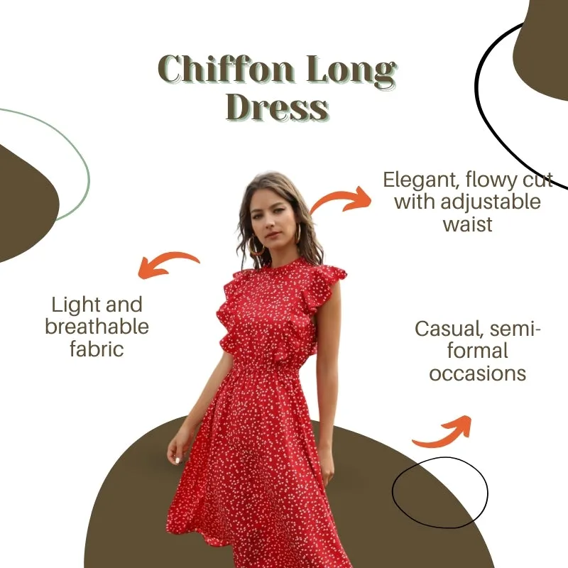 Women Summer Chiffon Long Dress (Lightweight & Breathable) - FashionZapp