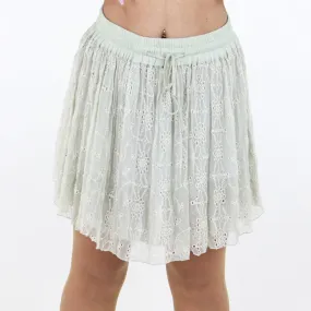 Women's Embroidered Ruffle Skirt,Light Green