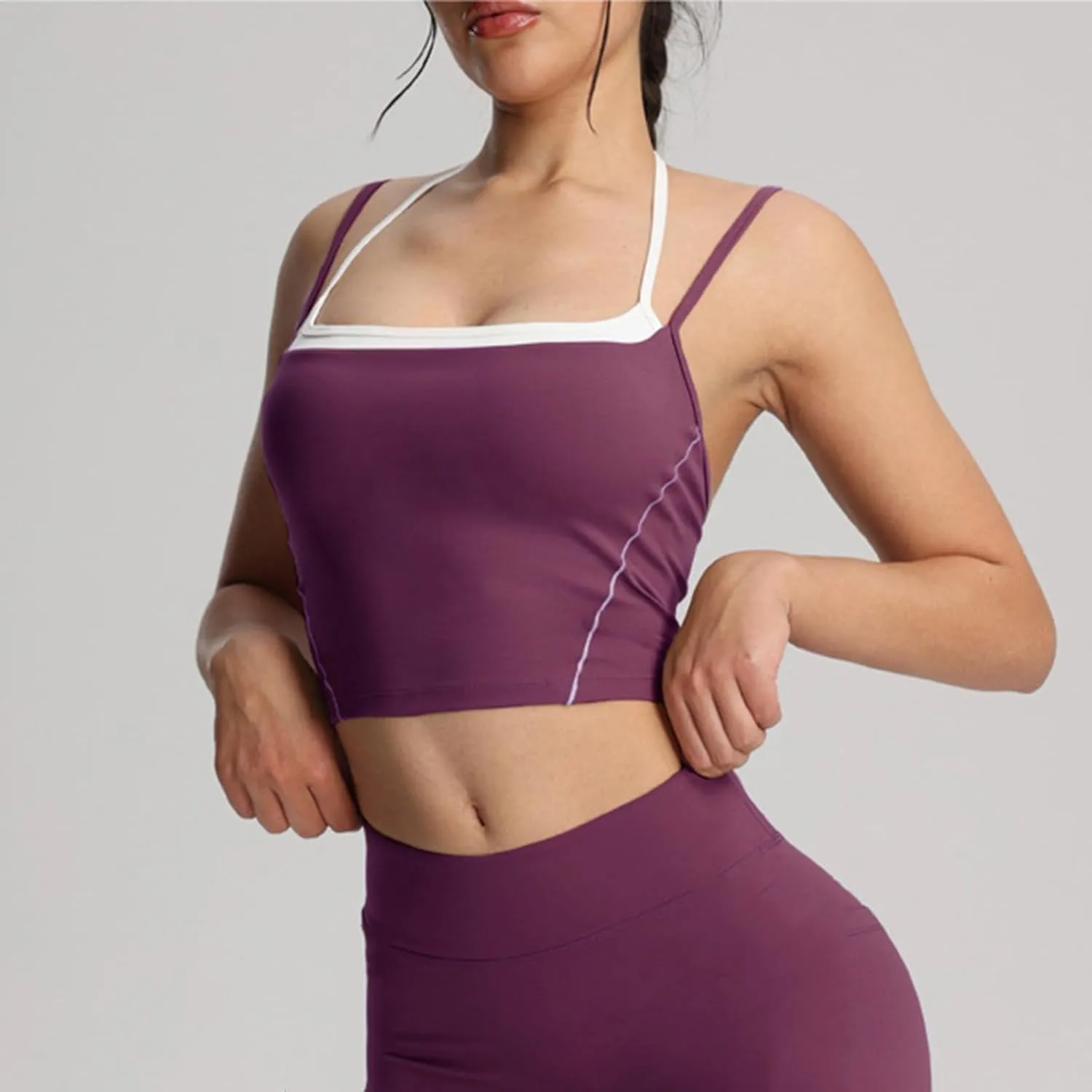 Women's Halter Neck Going Out Crop Tops 2025 Summer Quick Dry Athletic Yoga Shirts Spaghetti Strap Sleeveless Tank Top