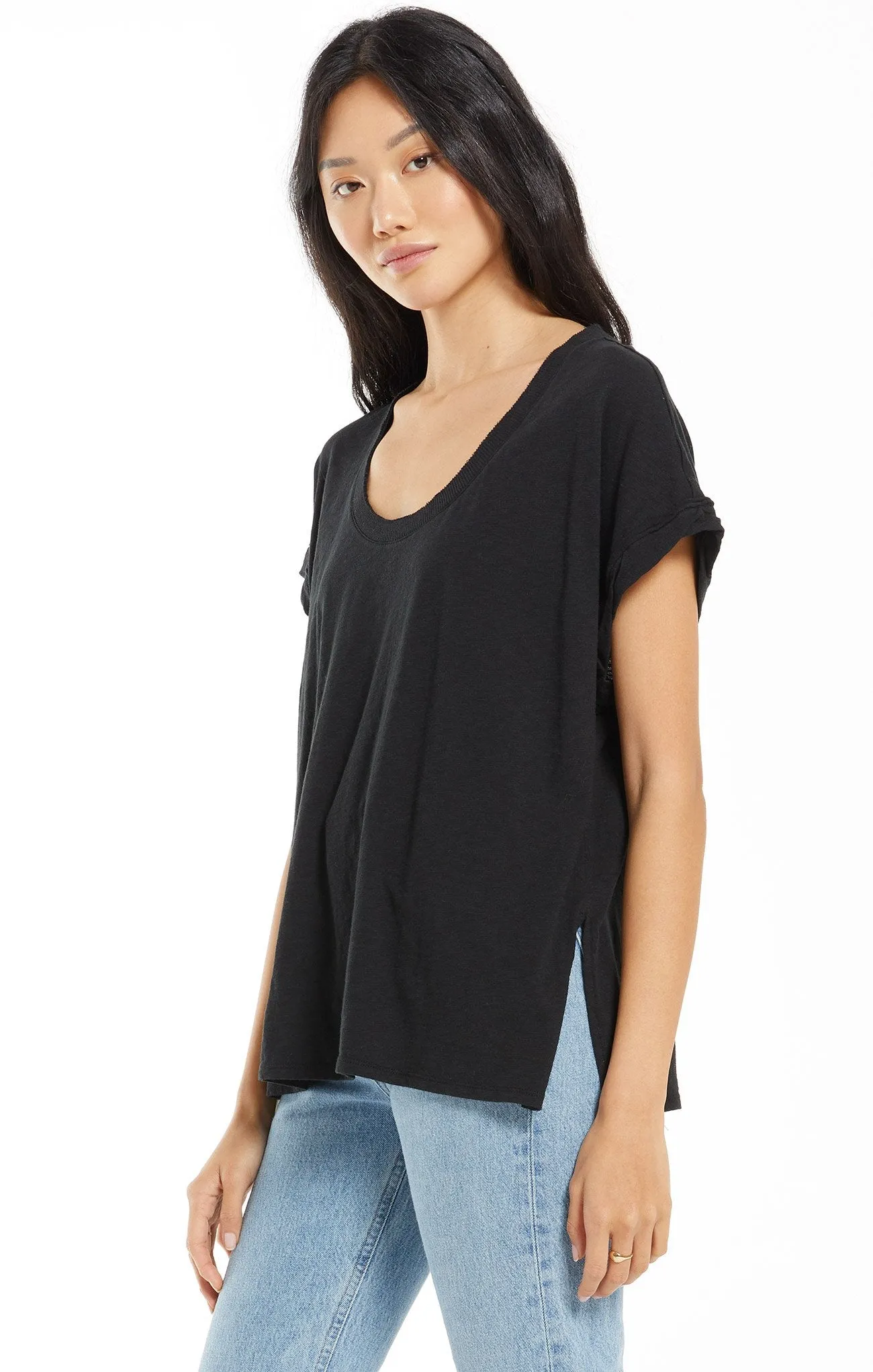 Z Supply Farren Slub Weekender Tee | Black, Lavender, White